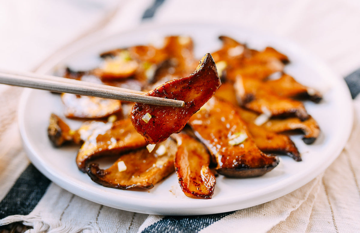 Soy Butter Glazed King Oyster Mushrooms