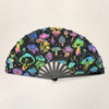 UV Glow Gradient Fluorescent Mushroom Pattern Printed Folding Line Dance Hand Fan