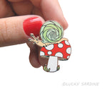 Snail & Toadstool, Mushroom Shroom 70's 80s, Hard Enamel Pin