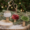 Velvet Glittered Mushroom Ornament 3 Assorted