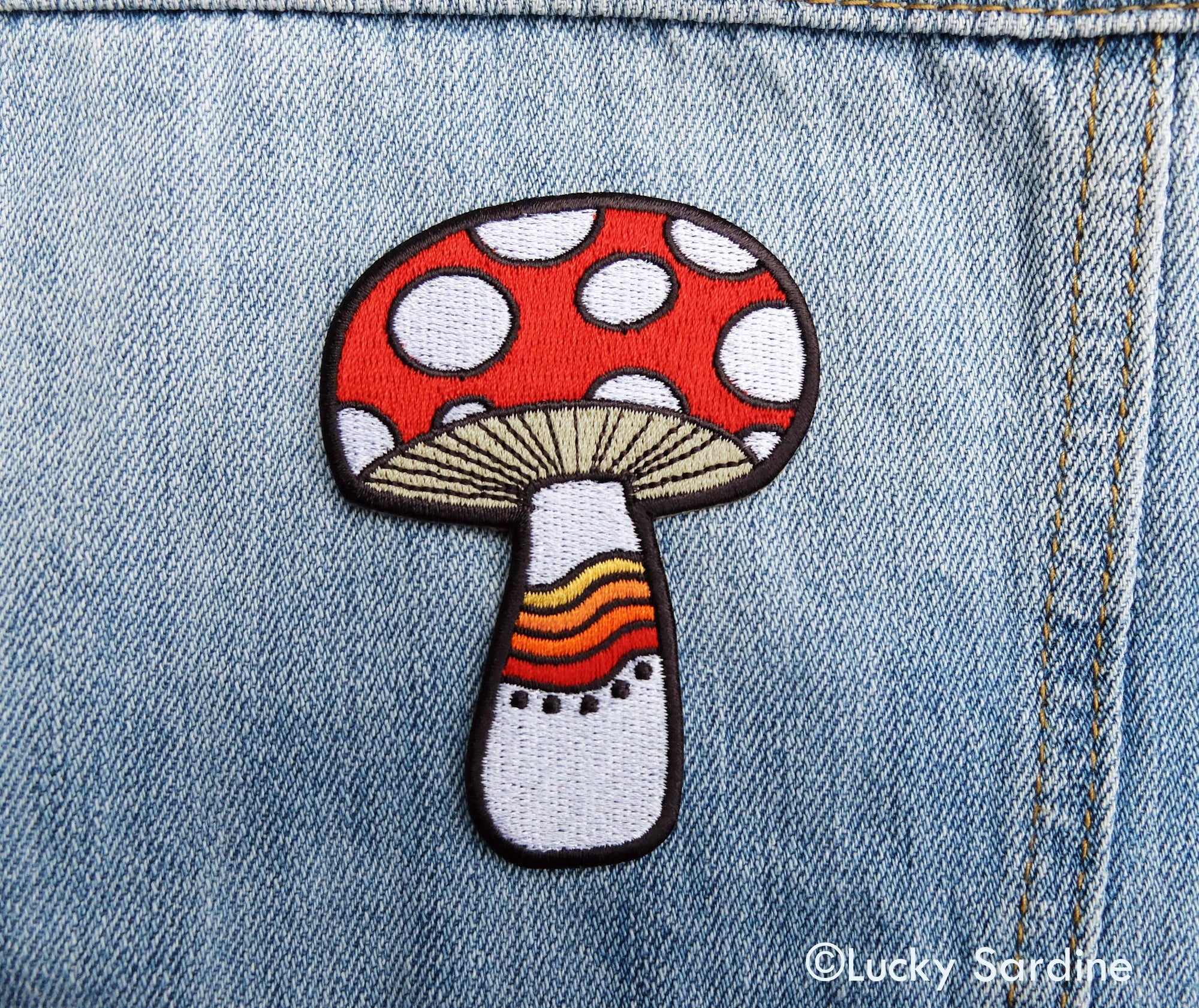 Mushroom Rainbow, Magic Shroom Embroidered Iron-On Patch