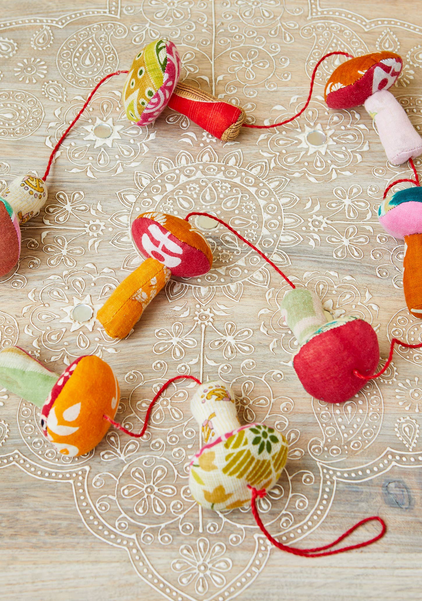 Recycled Sari Garland - Mushrooms