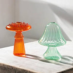 Orange and Green Mini Glass Mushroom Bud Vase