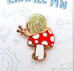 Snail & Toadstool, Mushroom Shroom 70's 80s, Hard Enamel Pin