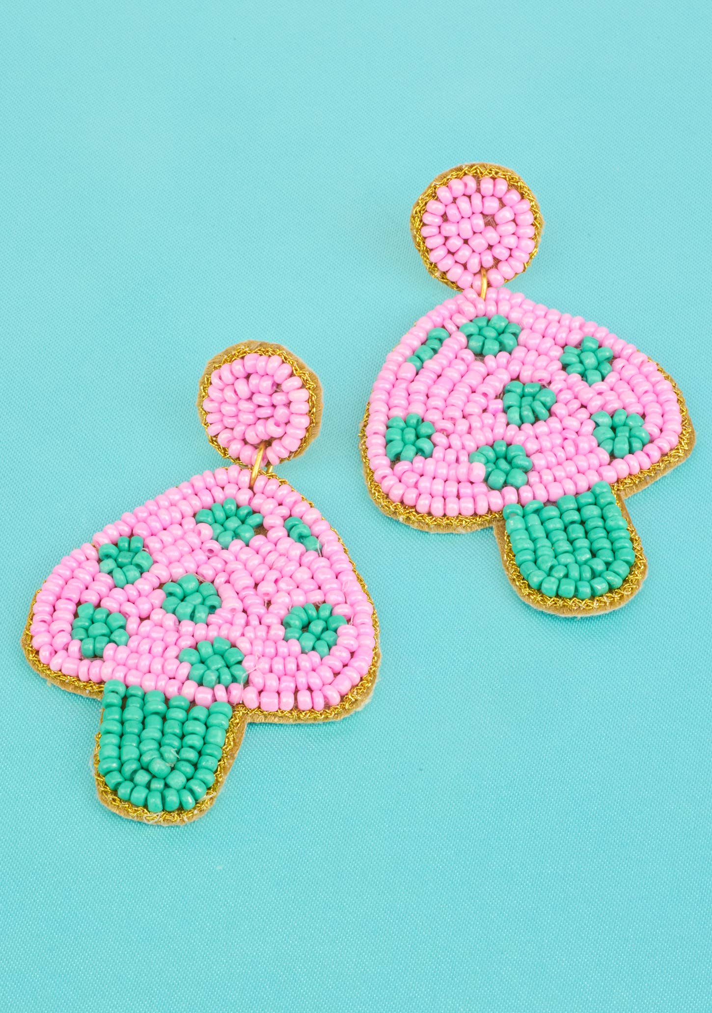 Funky Mushroom Hand Beaded Earrings