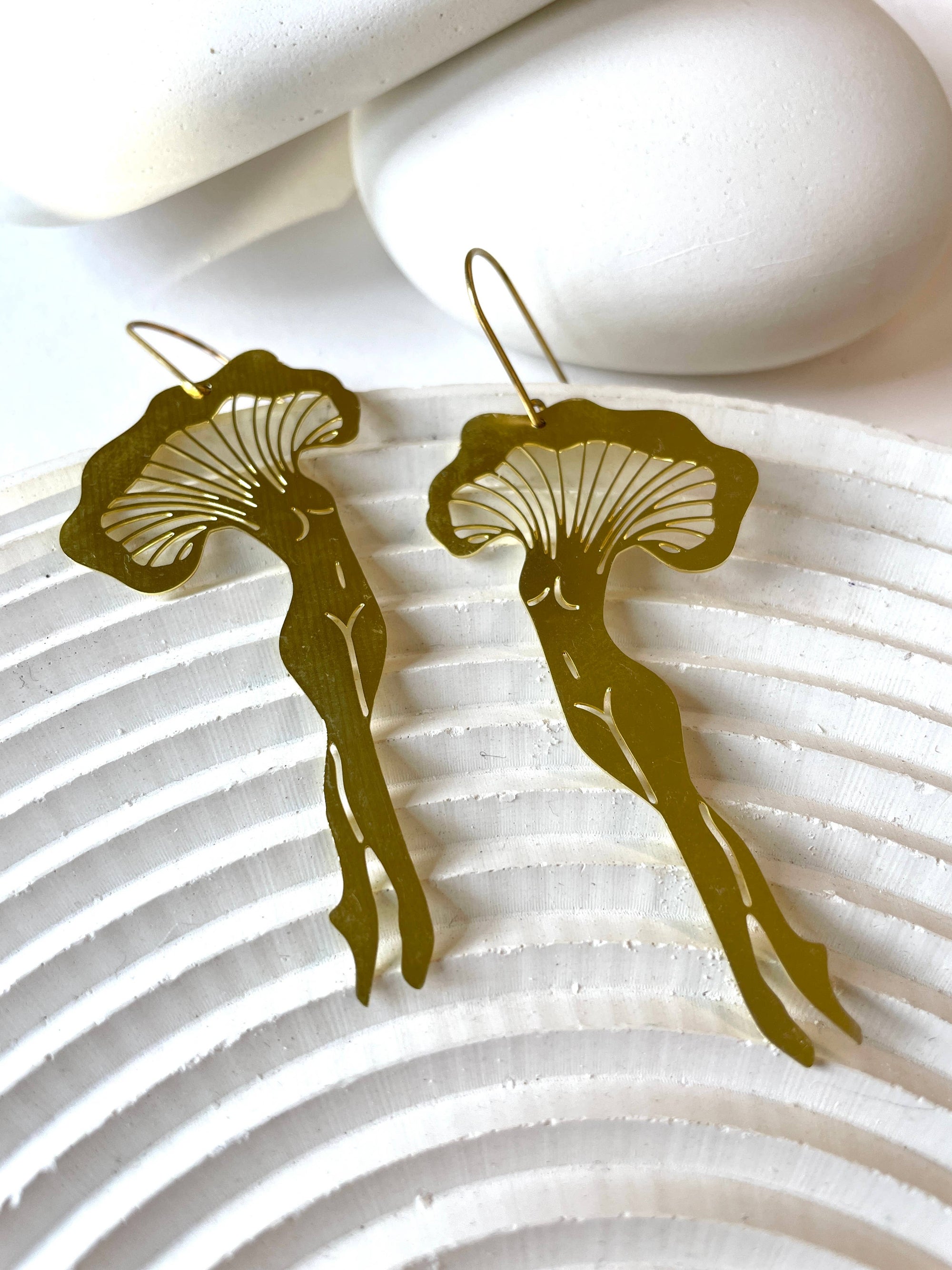 Brass Mushroom Lady Earrings