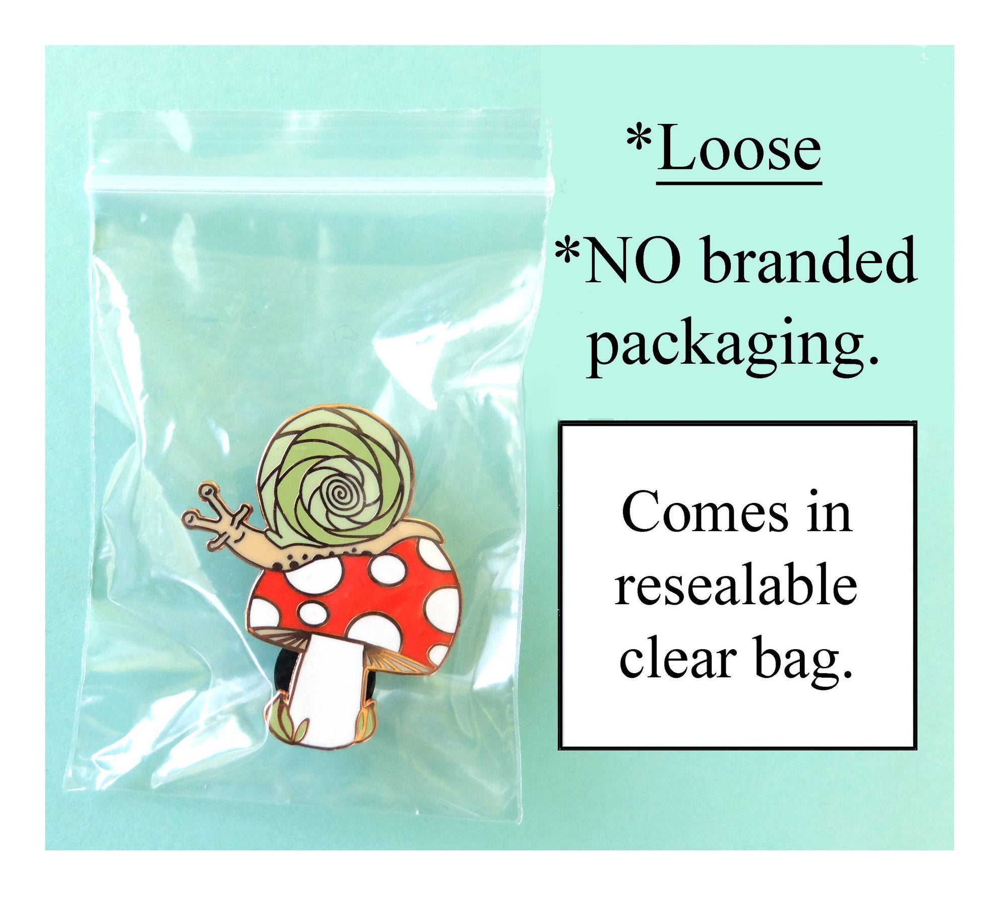 Snail & Toadstool, Mushroom Shroom 70's 80s, Hard Enamel Pin
