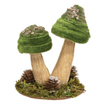 Green Velvet Glittered Mushrooms Sitter