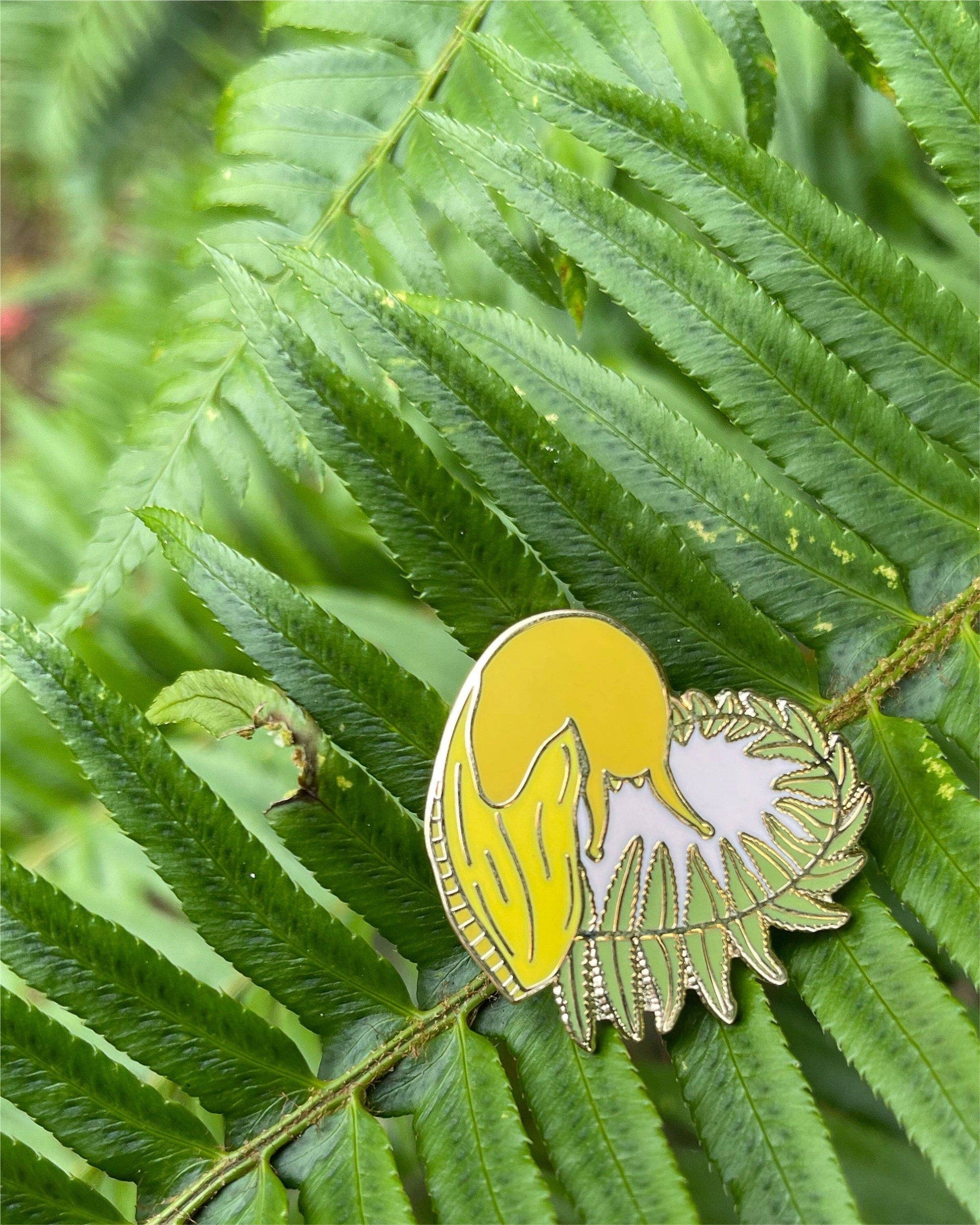 Banana Slug and Fern Enamel Pin