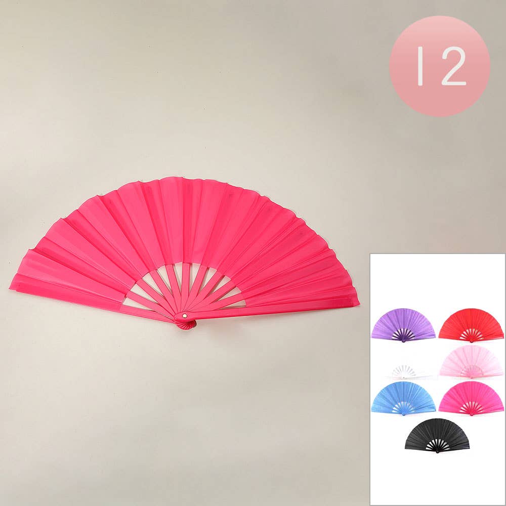 12PCS - Plain Folding Line Dance Hand Fan