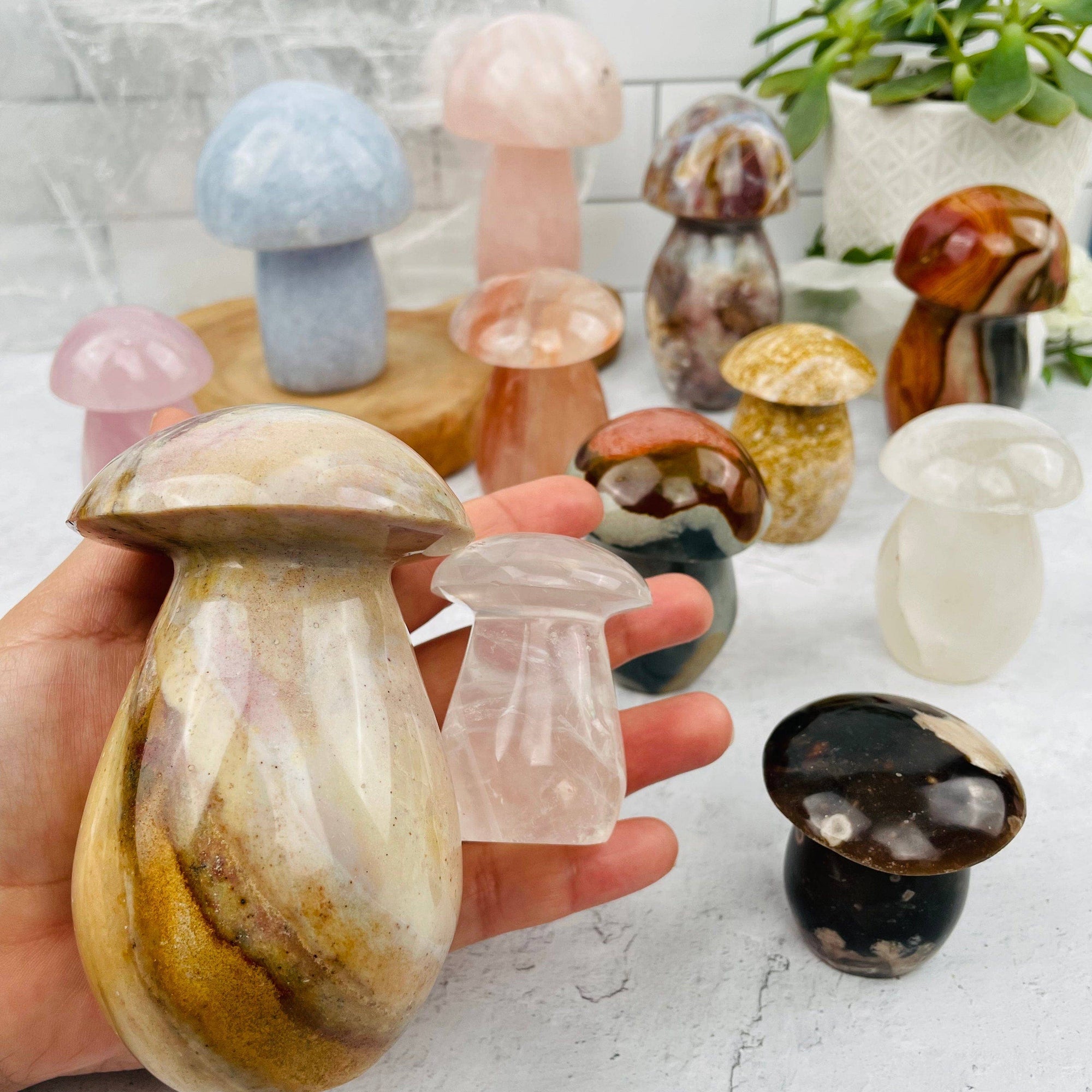 Crystal Gemstone Mushrooms - You Choose Weight and Stone -