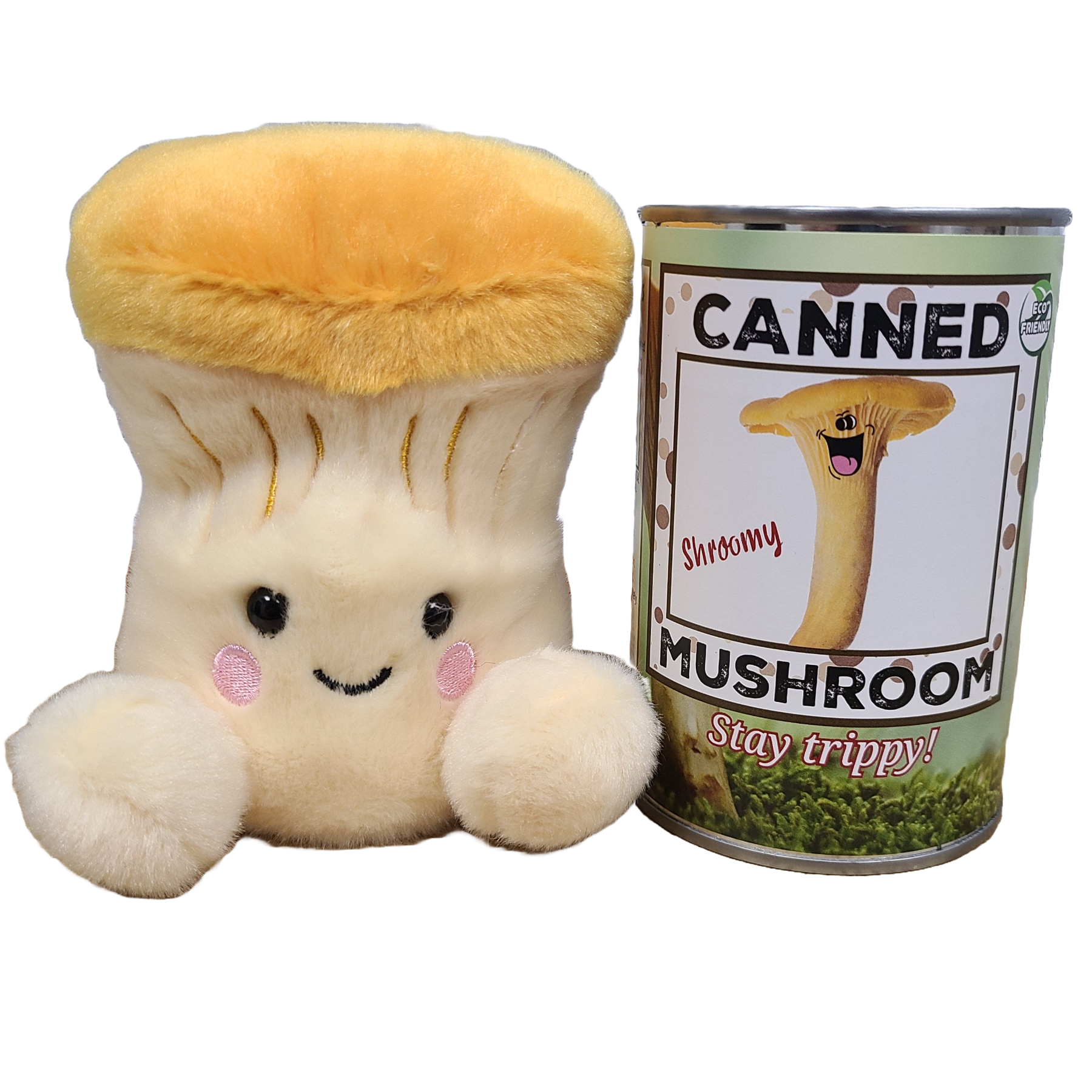 Canned Mushroom - Chanterelle Mushroom Plush Gift w/Jokes