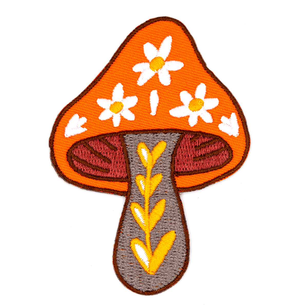Floral Mushroom Embroidered Iron-On Patch
