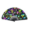 UV Glow Gradient Fluorescent Mushroom Pattern Printed Folding Line Dance Hand Fan