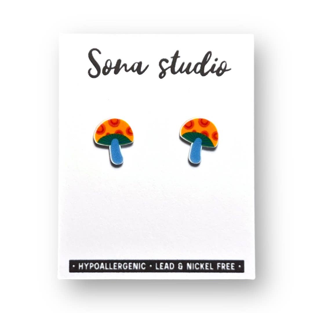 Yellow Mushroom Earrings