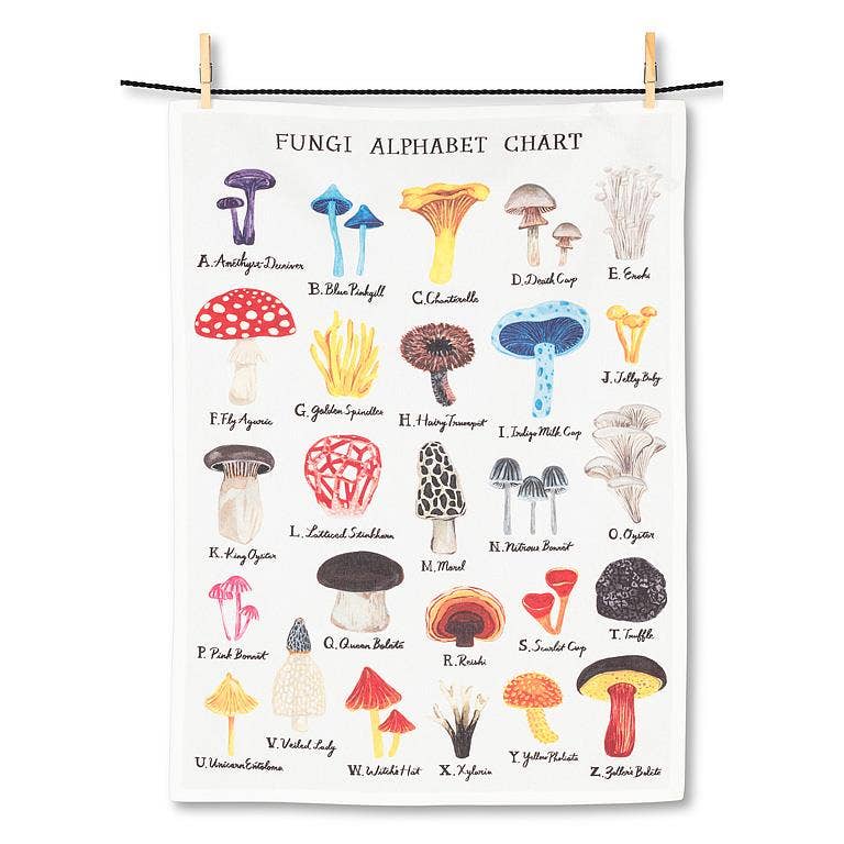 Mushroom Alphabet Kitchen Towel-20x28"L