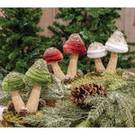 Green Velvet Glittered Mushrooms Sitter
