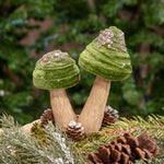 Green Velvet Glittered Mushrooms Sitter