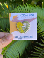 Banana Slug and Fern Enamel Pin