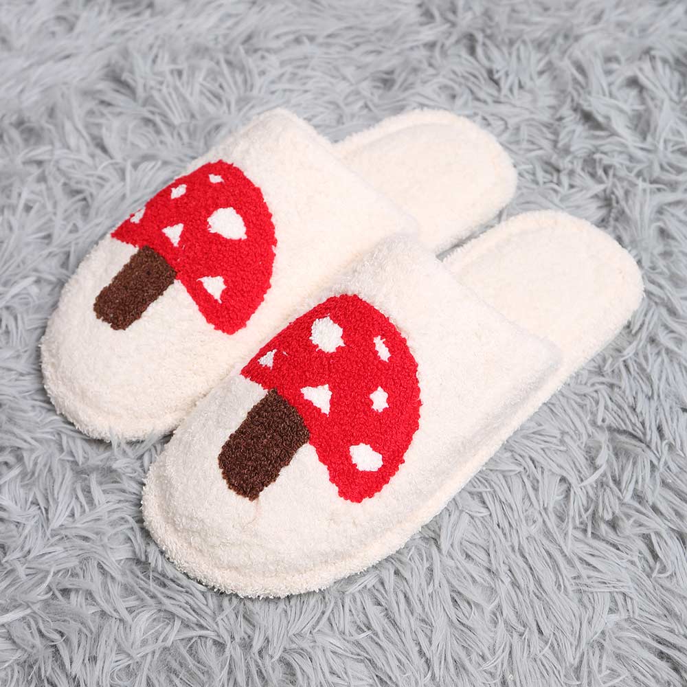 Mushroom Print Soft Home Indoor Floor Slippers