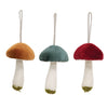 Velvet Mushroom Ornament 3 Asstd