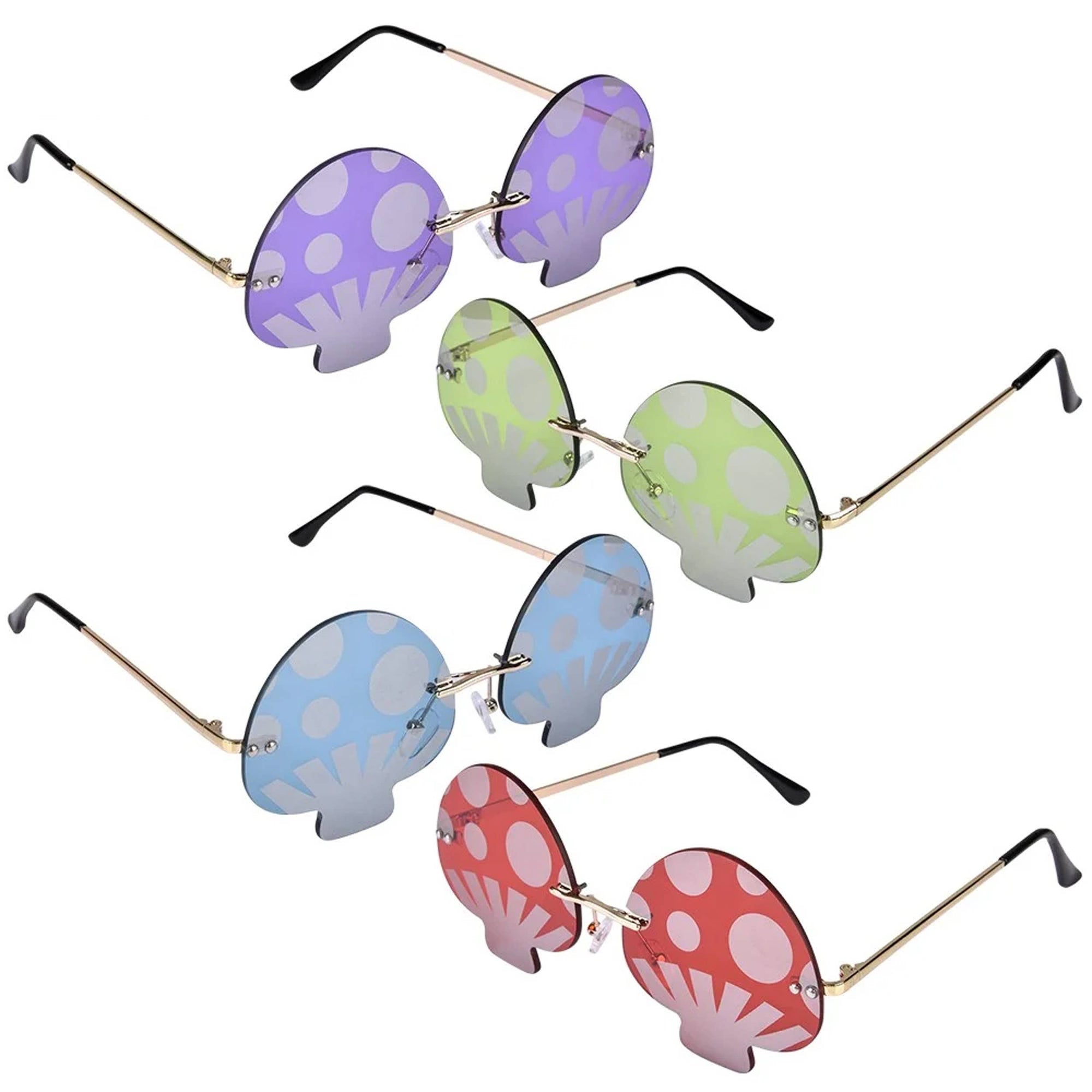 Vintage Neon Rimless Mushroom Sunglasses - Assorted