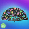 UV Glow Gradient Fluorescent Mushroom Pattern Printed Folding Line Dance Hand Fan