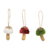 Velvet Glittered Mushroom Ornament 3 Assorted