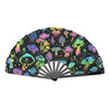 UV Glow Gradient Fluorescent Mushroom Pattern Printed Folding Line Dance Hand Fan